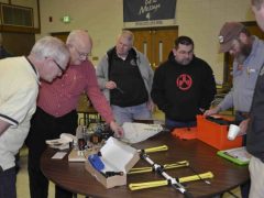 Fort Wayne Radio Club members inspect home brew projects at the March, 2015 meeting