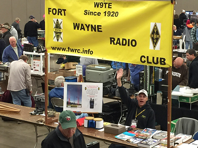 Fort Wayne Radio Club booth at the 2016 Fort Wayne Hamfest, Fort Wayne, Indiana, with Steve Nardin, W9SAN