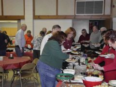 Food line at the 2015 FWRC Christmas banquet