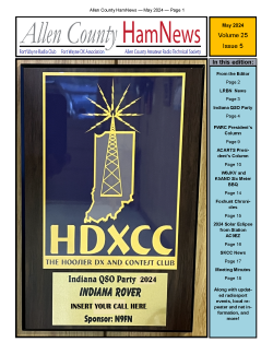 Thumbnail image of newsletter cover page, featuring a photograph of an Indiana QSO Party award plaque